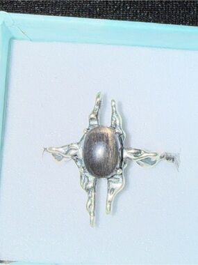925 Sterling Silver authentic heliolite adjustable Ring